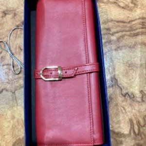 Royce suede-lined red jewelry roll